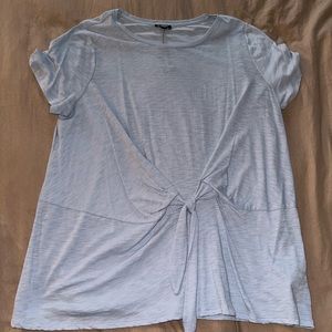Bluish-gray short sleeve t shirt with bow around waist. XL from express